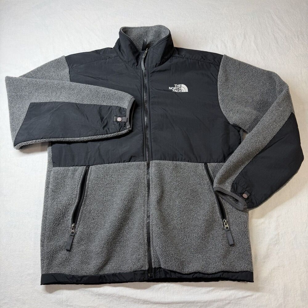The North Face Jacket Boys XL Black Gray Fleece Full Zip Outdoor Polartec Casual